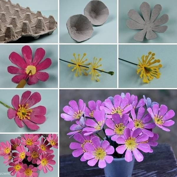 Mejores ideas para hacer flores con carton de huevo todos los pasos 