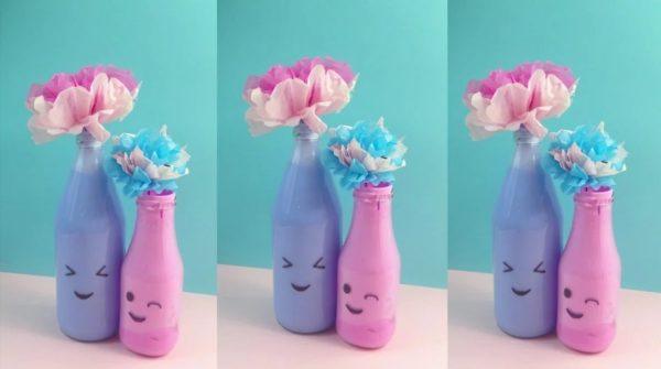 Ideas de decoracion con botellas de cristal recicladas jarron 2 